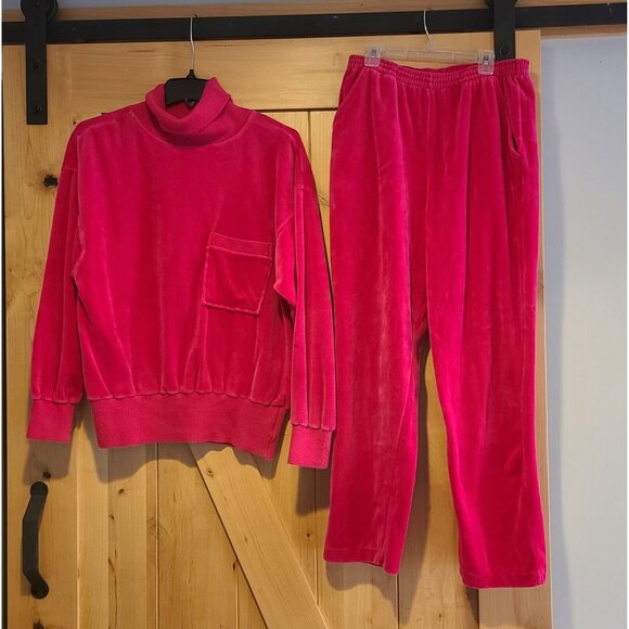 Vintage Epitome Women's S  Matching 2 Piece Velour Tracksuit Leisure Suit Pink - Picture 1 of 16